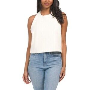 ZARA Women's Knit Casual Boho Halter Top In Ivory/Ecru Size Large NWT